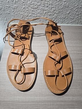 Madewell The Boardwalk Lace-Up Gladiator Sandals Tan Leather Women's Size 9